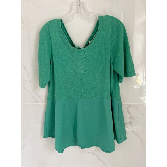 Anthropologie MOTH Tunic Top Green A-Line Off the Shoulder Size Large - Picture 8 of 11